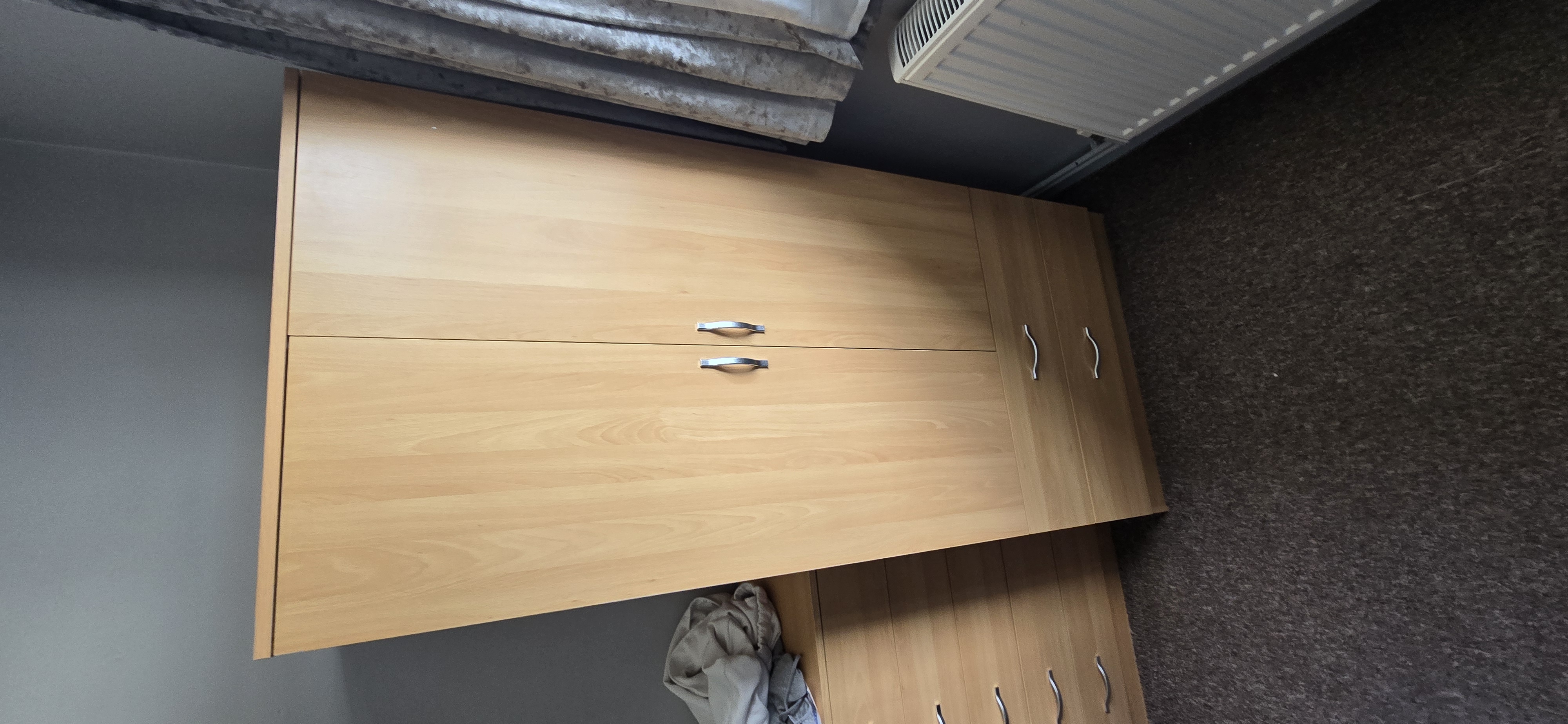 Sliding wardrobe — doors aligned, drawers smooth